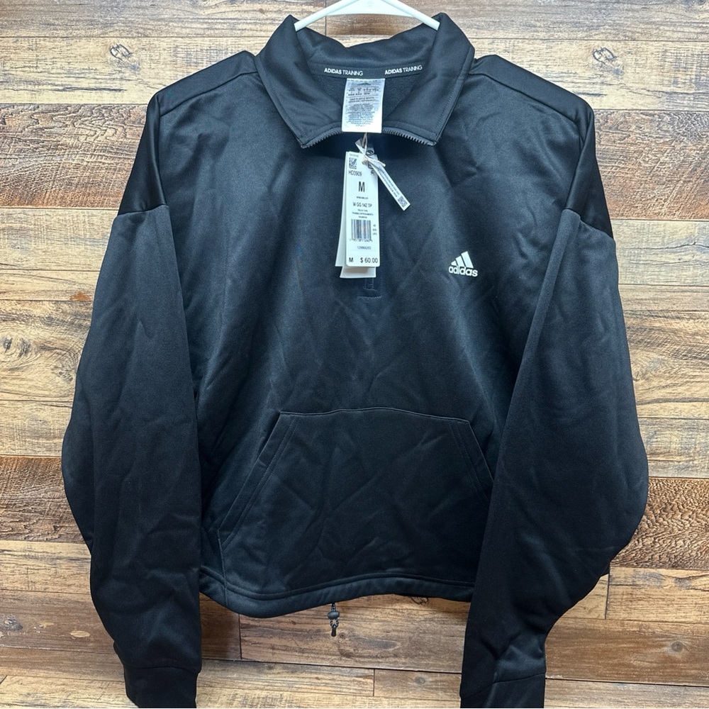 adidas Black Women's Half-Zip Pullover Hoodie